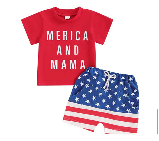 Merica and Mama short set