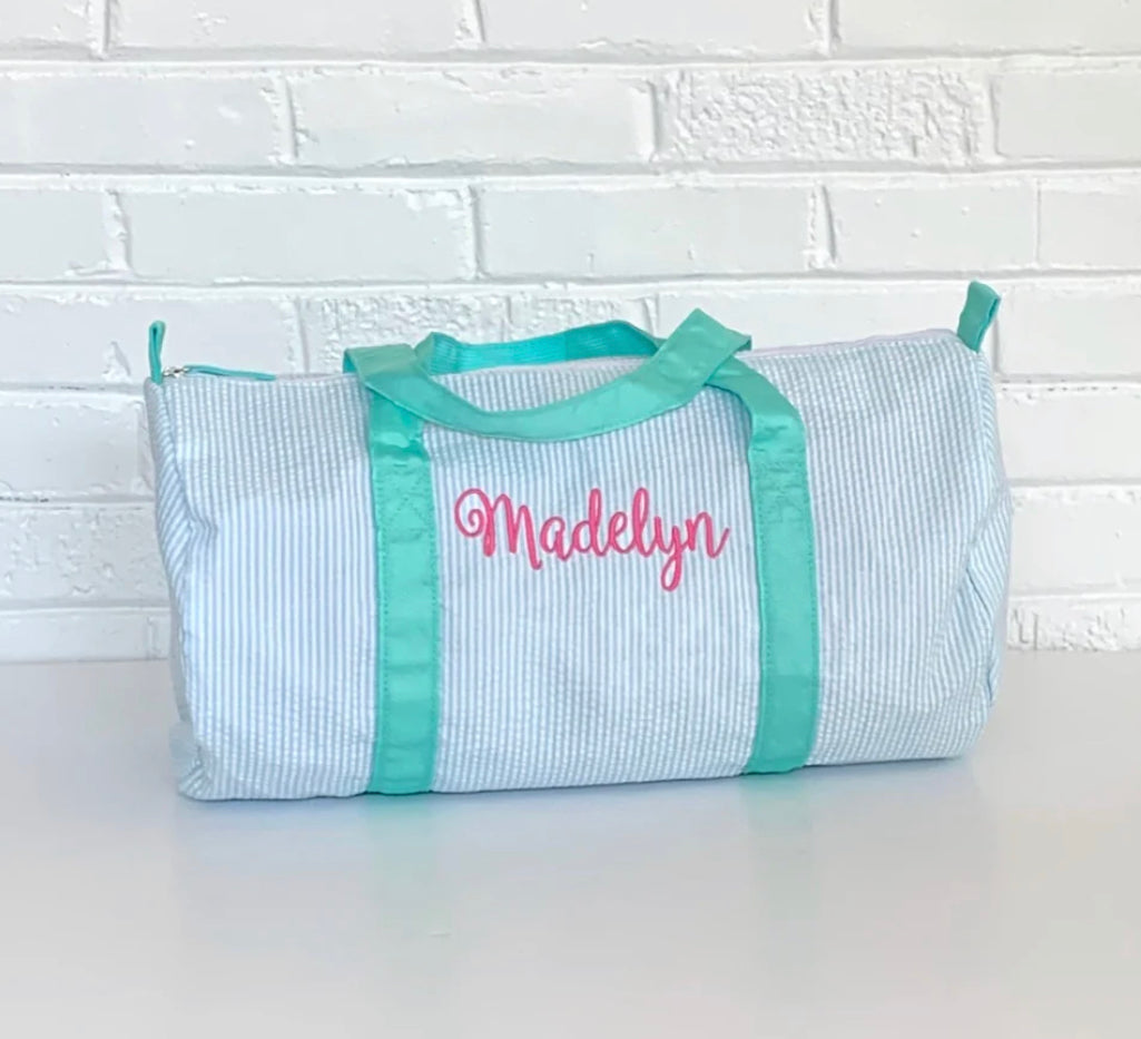 Seersucker Duffles 18inx9in- EMBROIDER ME FOR $5 MORE