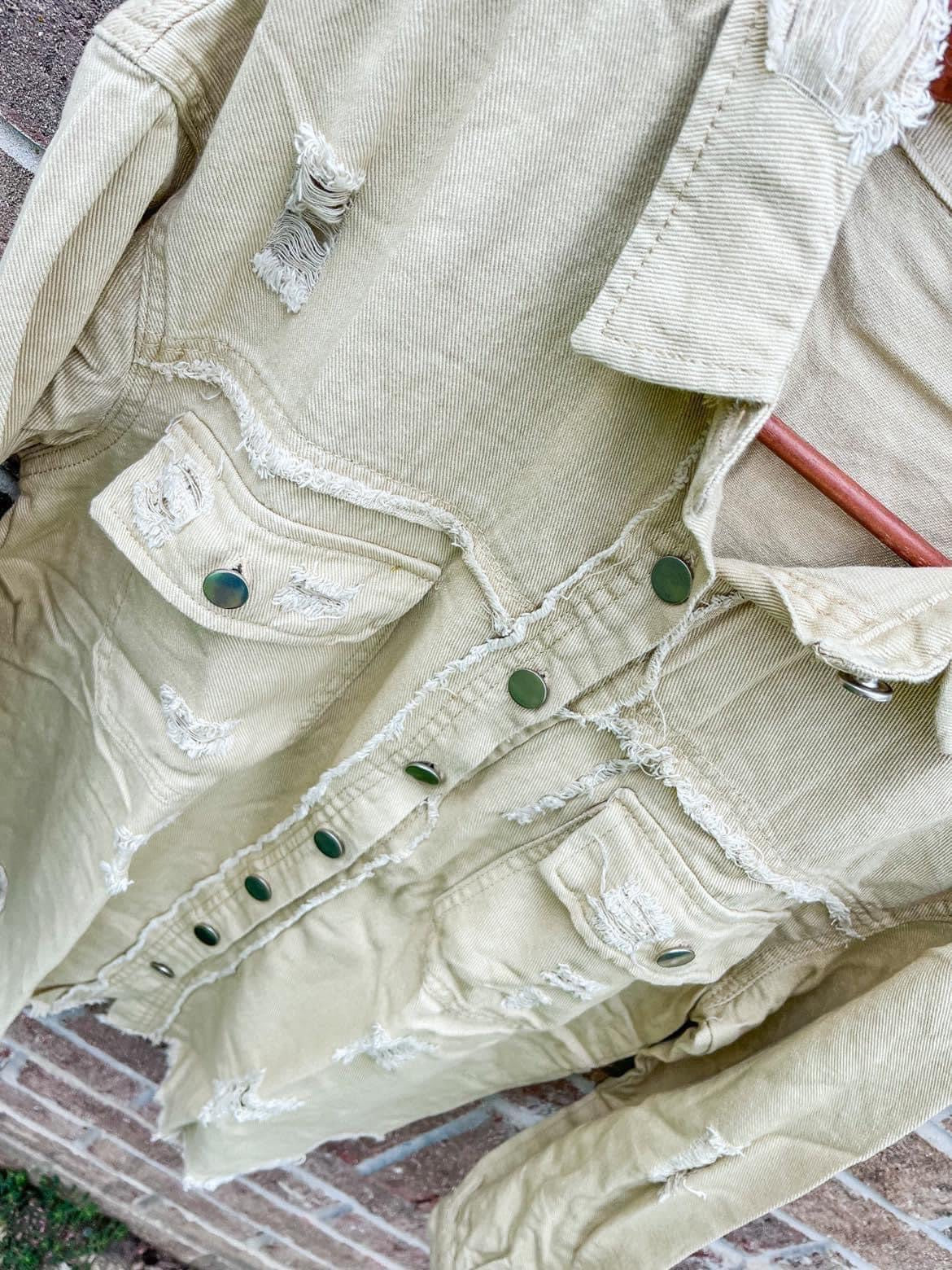 Distressed shacket