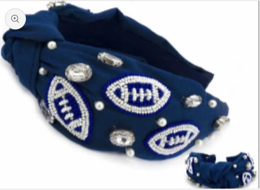 Football blue/white headband