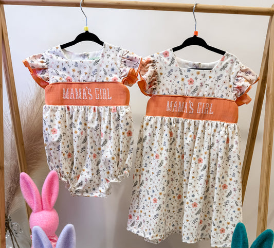 Mama’s girl smocked bubble