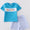 Blue seersucker zoo set
