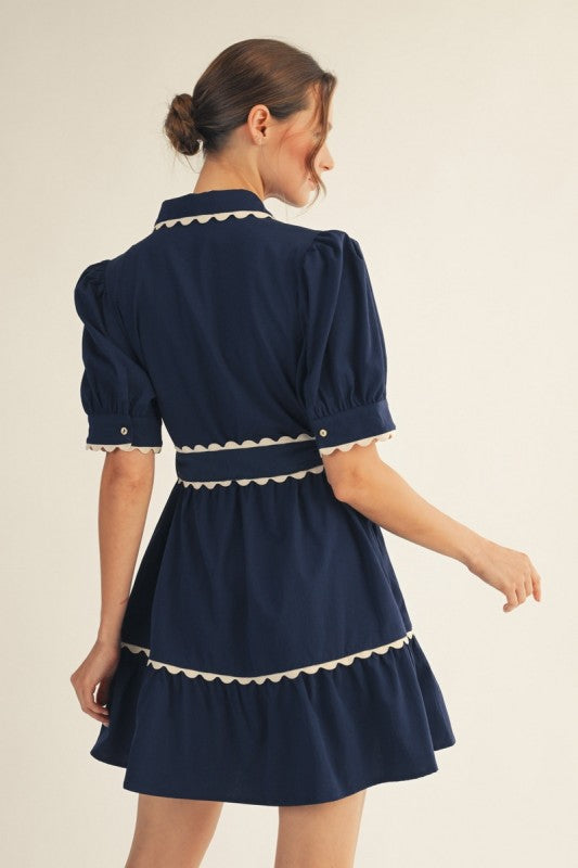 Navy trim accent dress