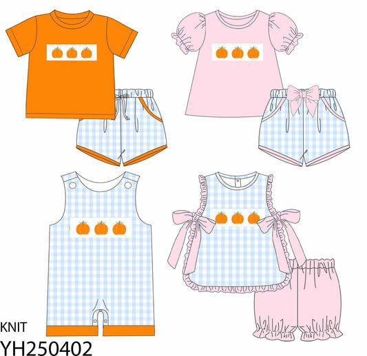 Gingham pumpkin set with bow ties