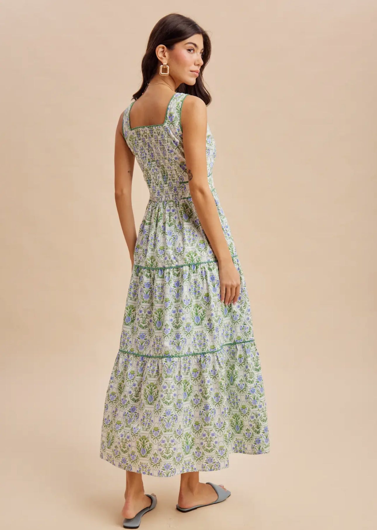 French lilac square neck maxi dress