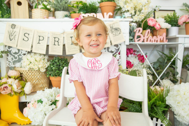 Pink & White Striped Gingham Ruffle Bubble