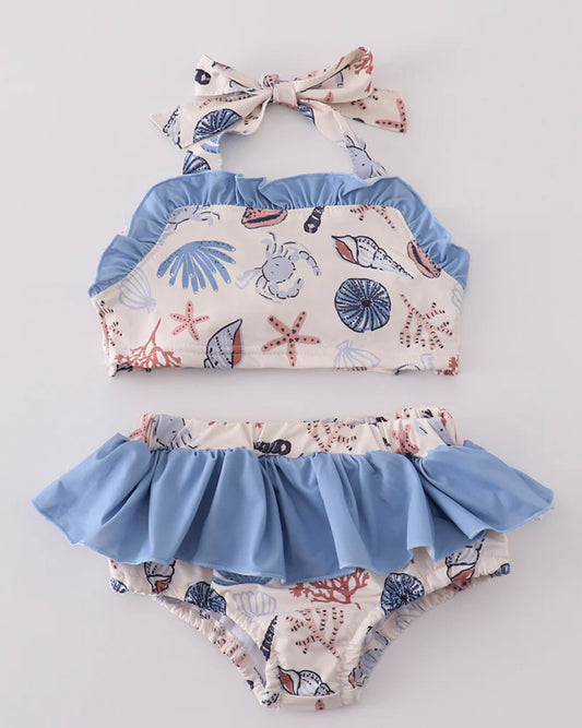 Blue ocean shells swimsuit
