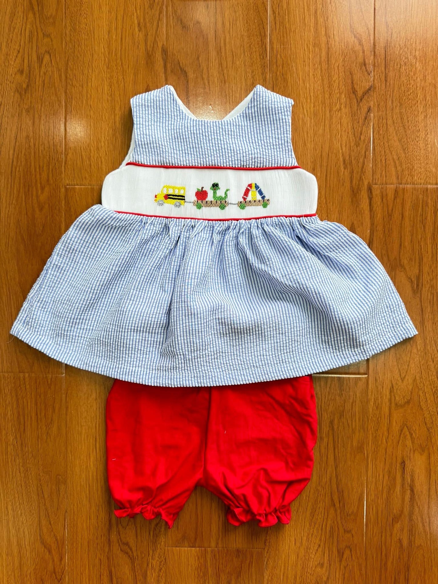 Smocked back to school girls short set