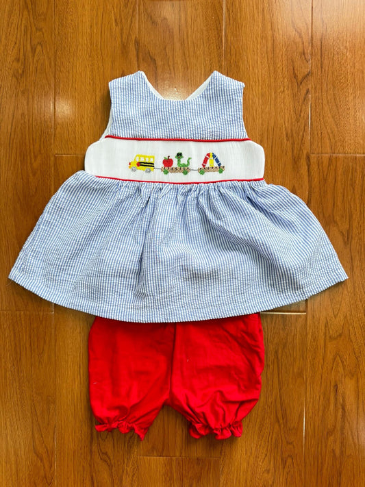 Smocked back to school girls short set
