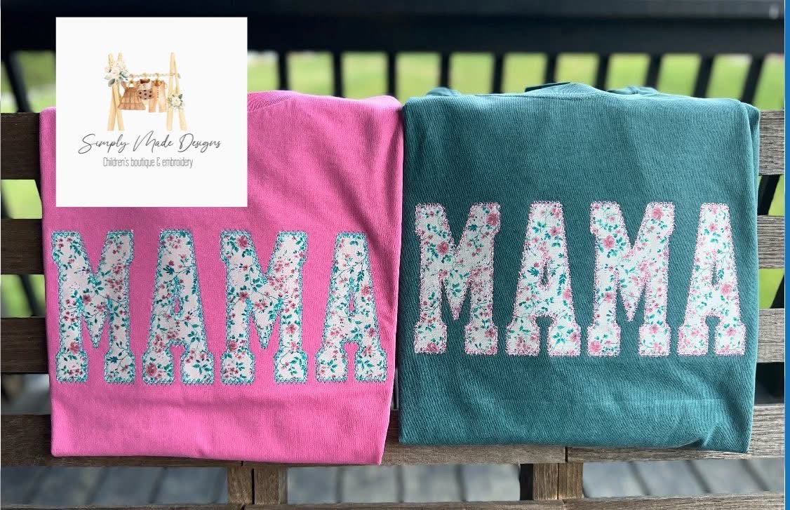 Green Floral MAMA appliqué