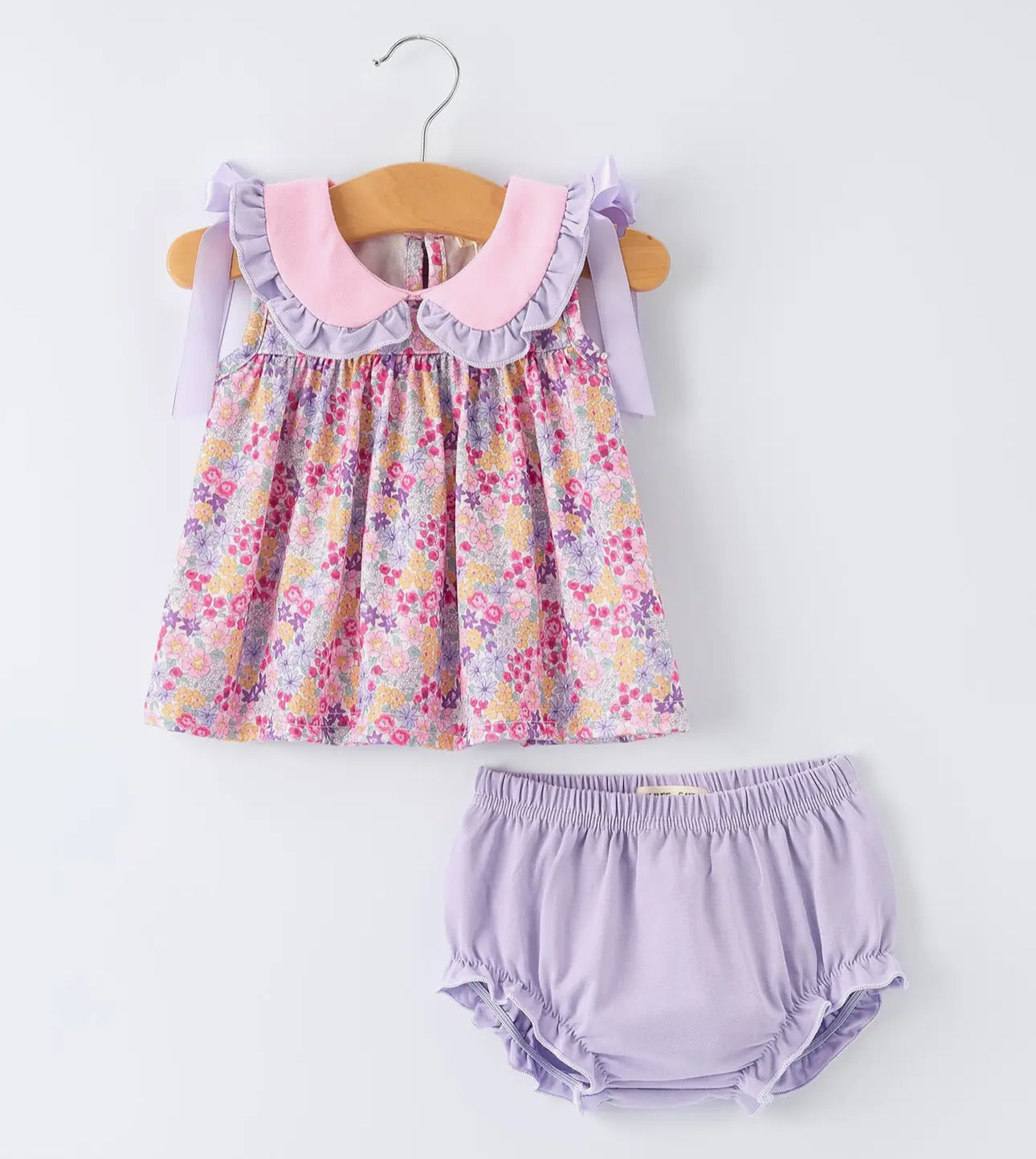 Pink floral ruffle girls bloomer