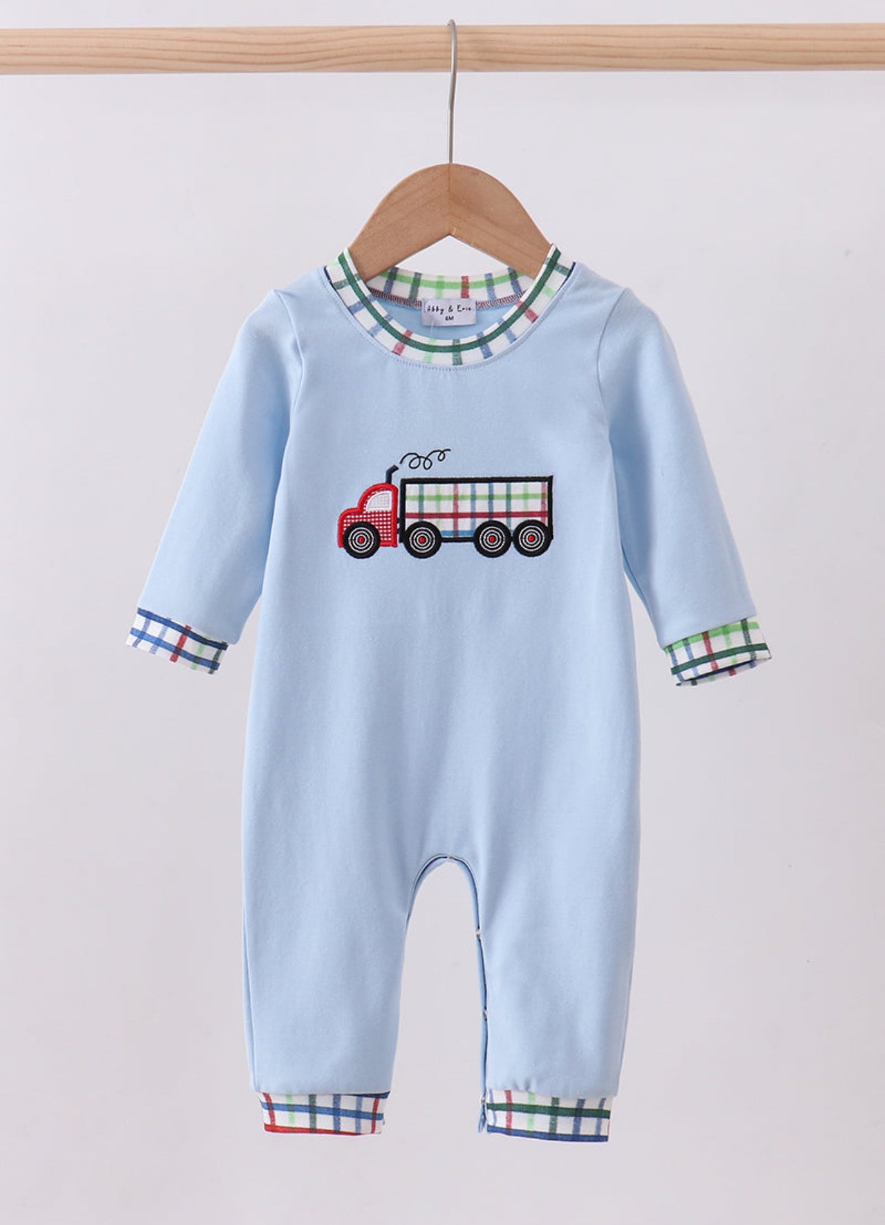 Blue truck appliqué romper