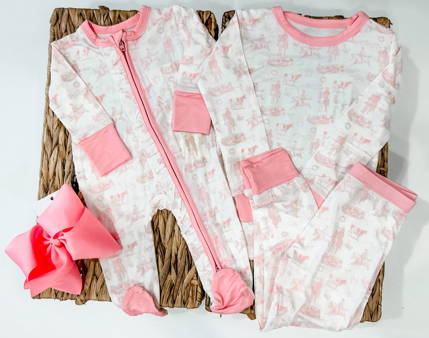 Pink western bamboo set