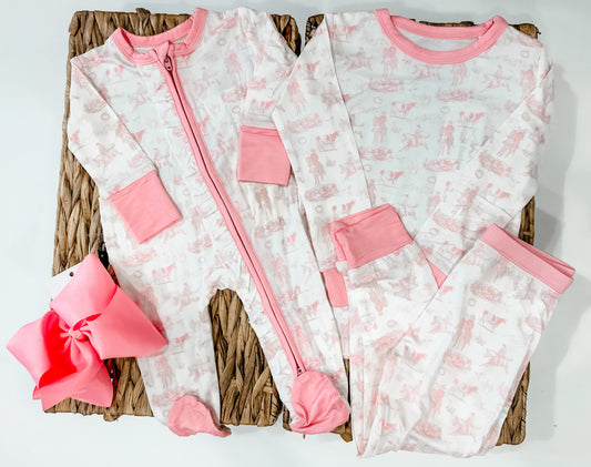 Pink western bamboo set