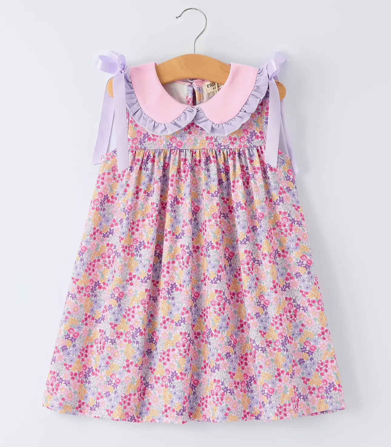 Pink floral ruffle girls dress