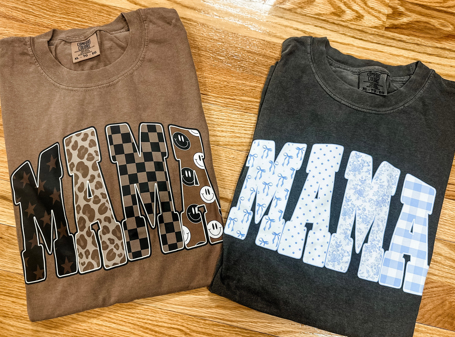 Blue bow checkered tee