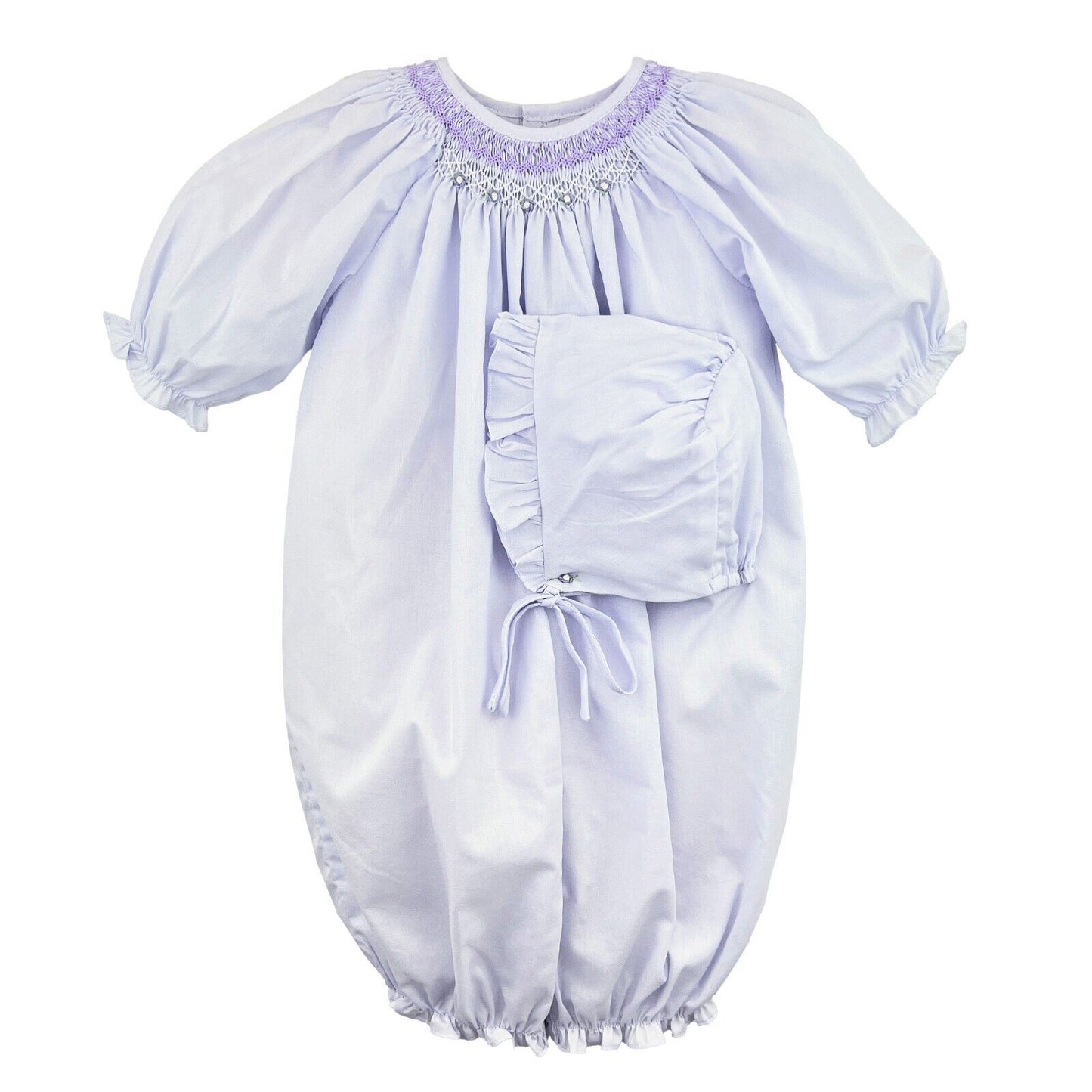 Lavender smocked convertible gown