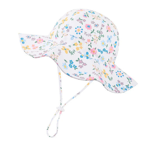 White floral sun hat