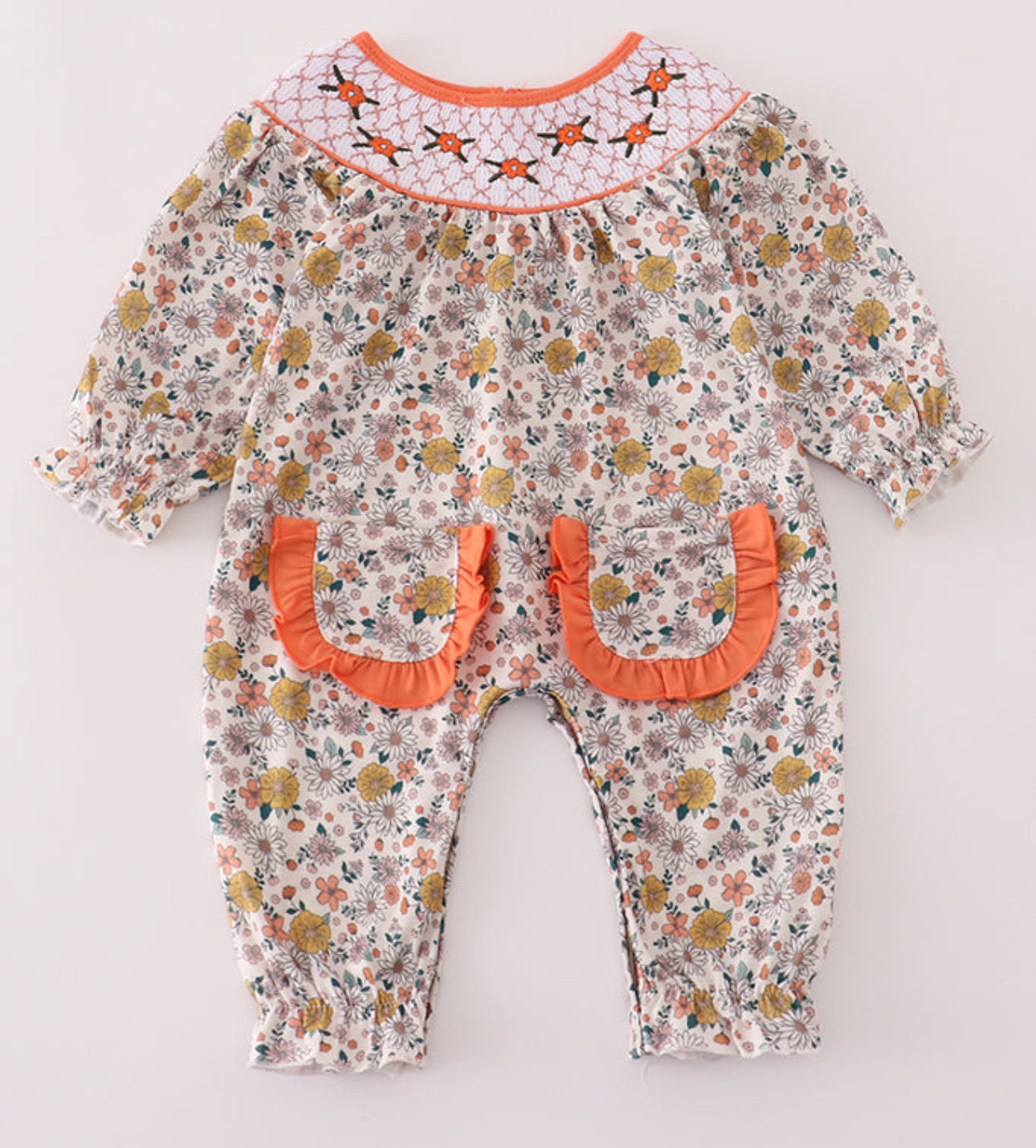 Floral smocked romper