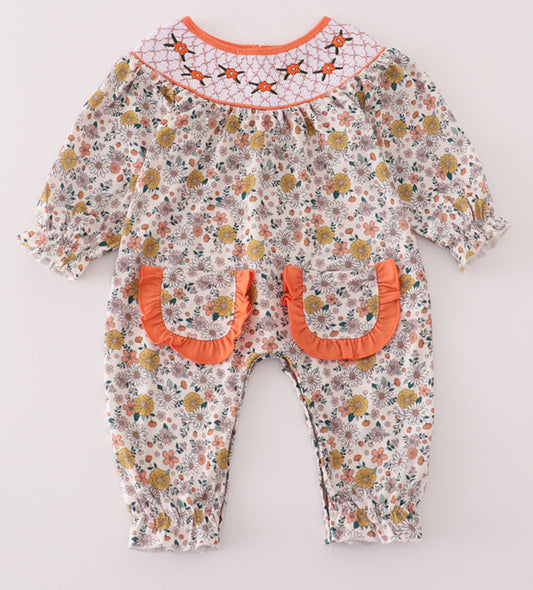 Floral smocked romper