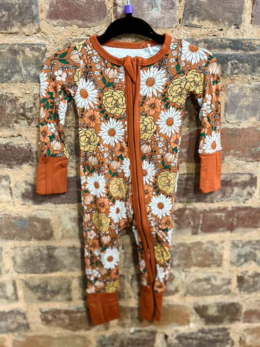 Autumn floral long sleeve bamboo zippy