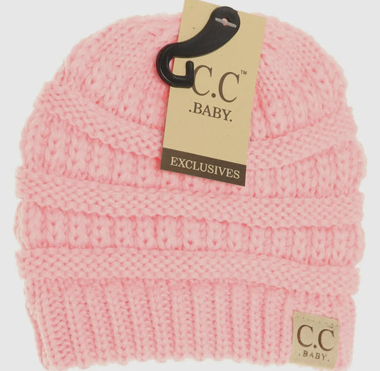 Solid knitted CC baby beanie