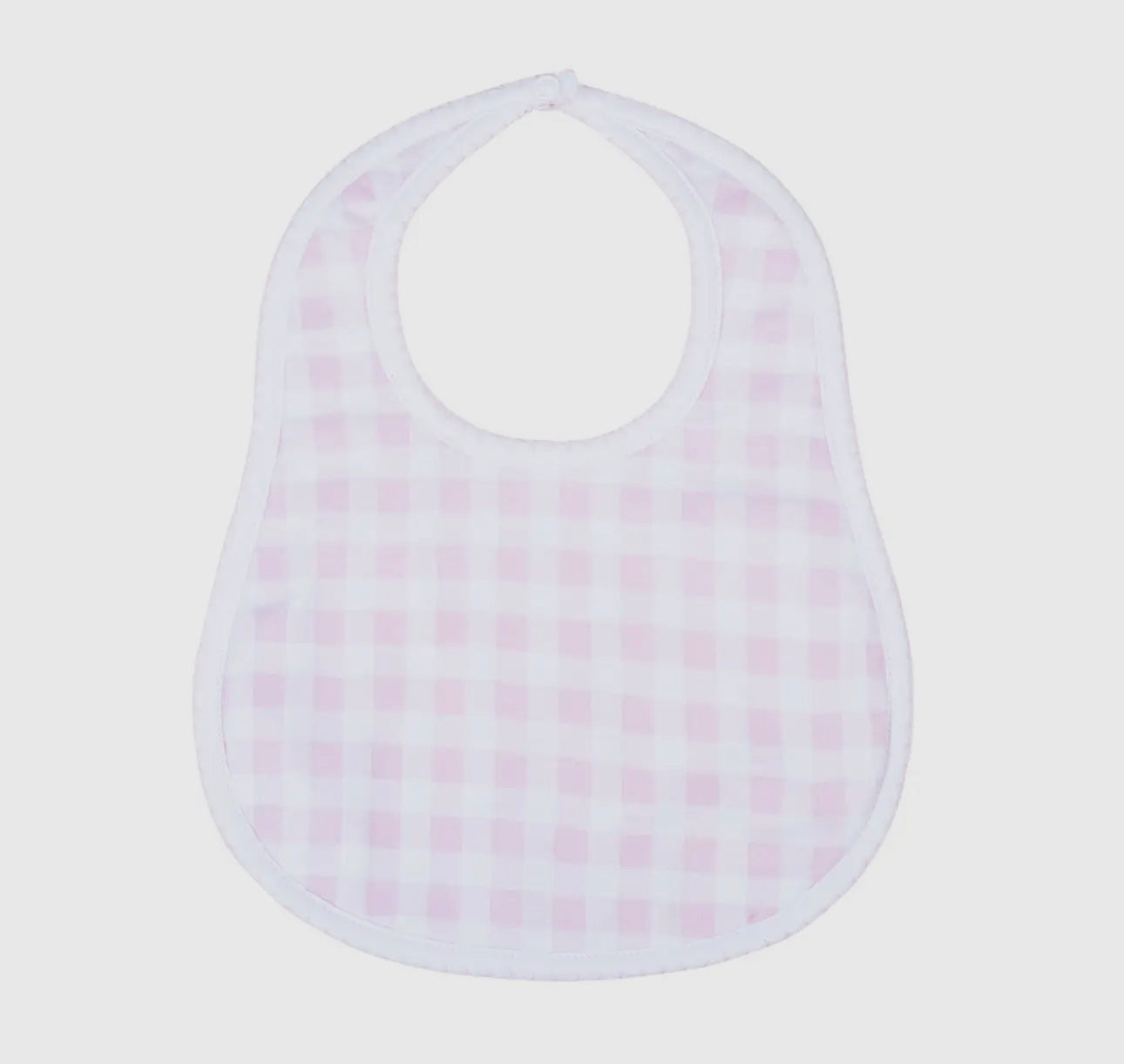Pink checks bib