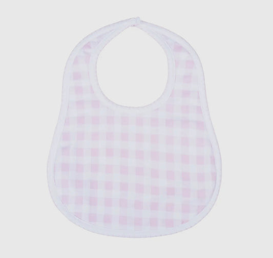 Pink checks bib