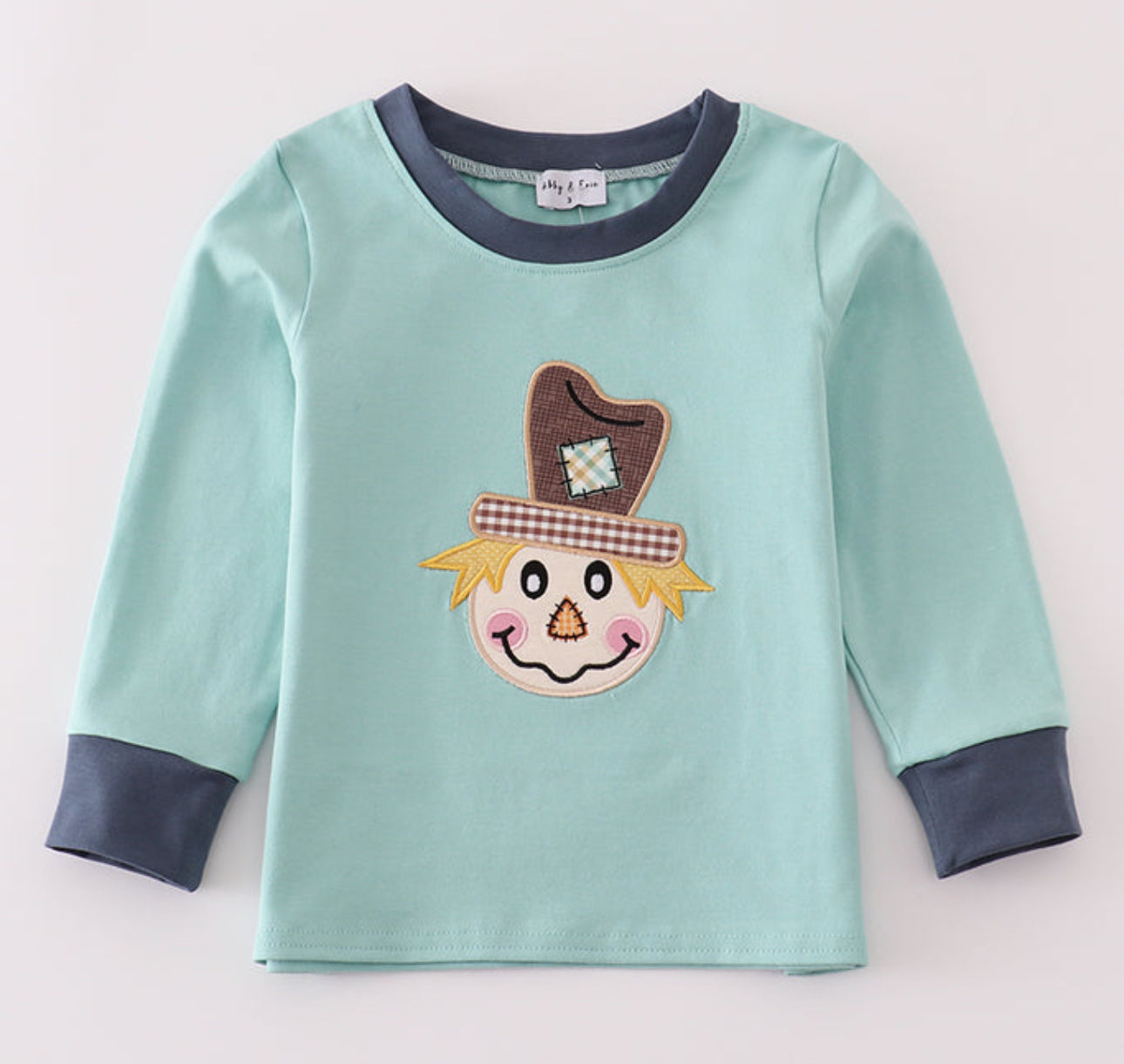 Navy scarecrow appliqué top