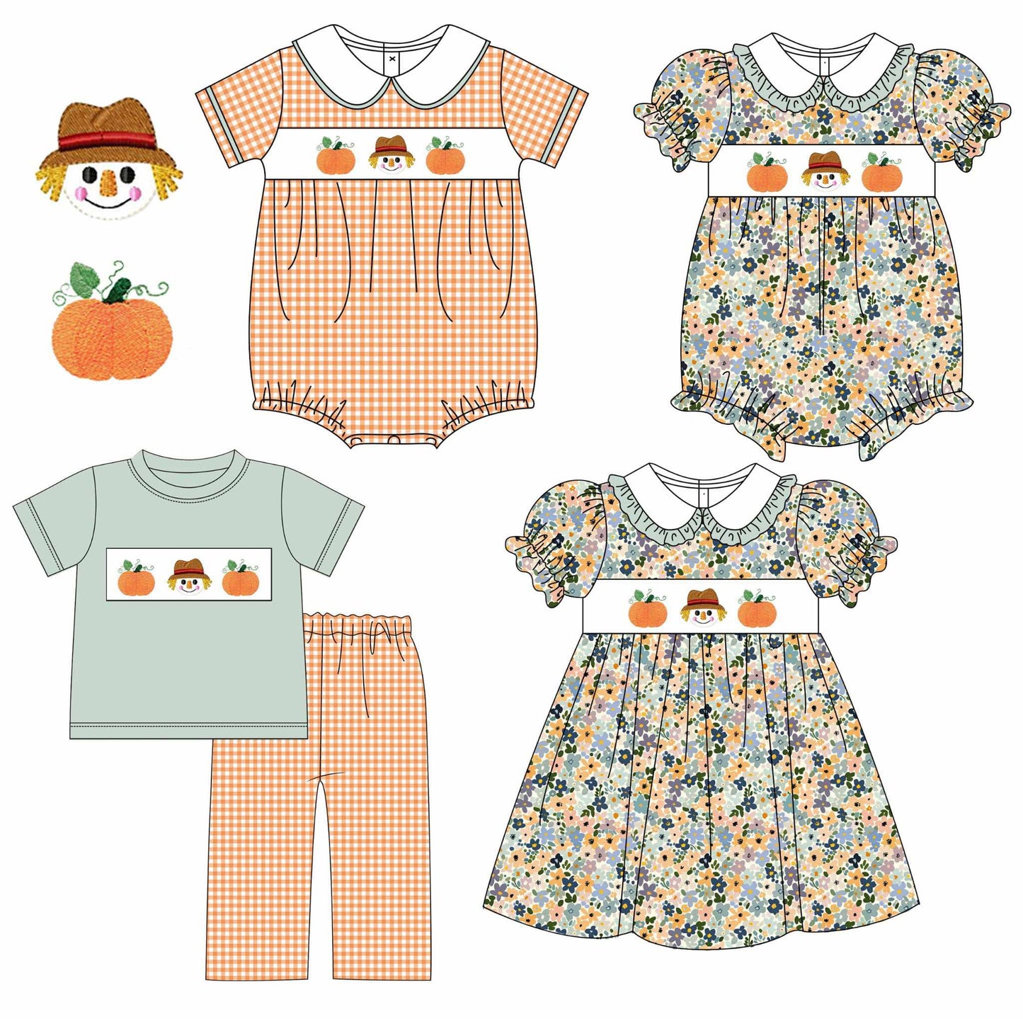 Pumpkin scarecrow girl dress
