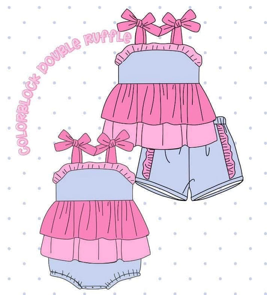 Colorblock ruffle set
