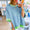Striped oversized blue/green top
