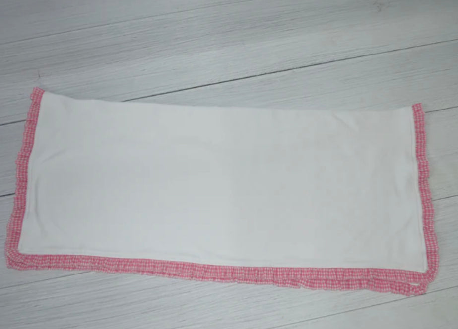 Pink gingham ruffle blanket 30x30