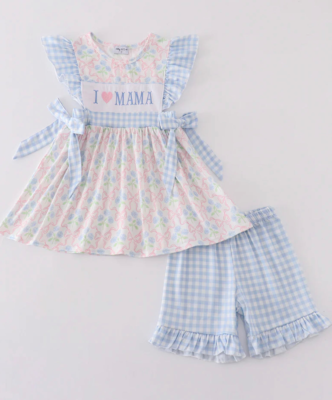 I love mama embroidery short set