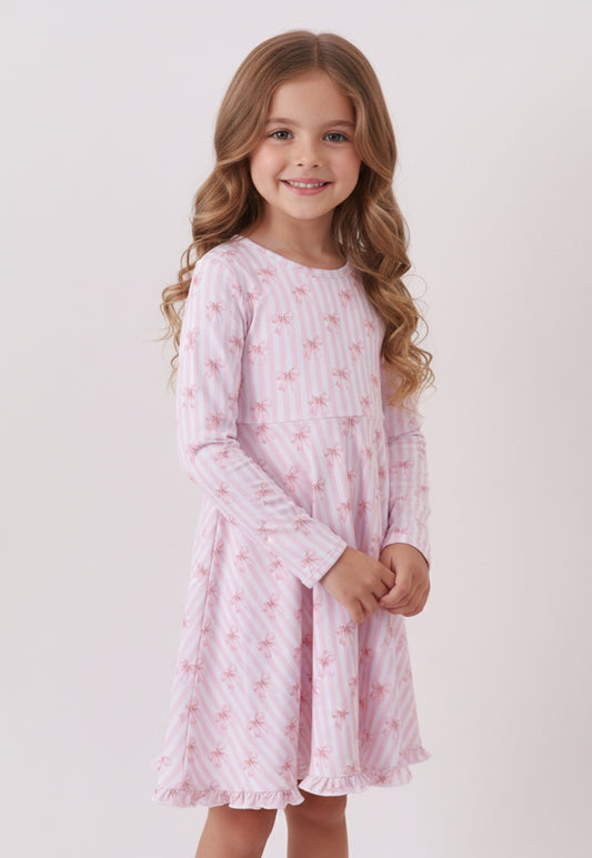Pink bow bamboo dress
