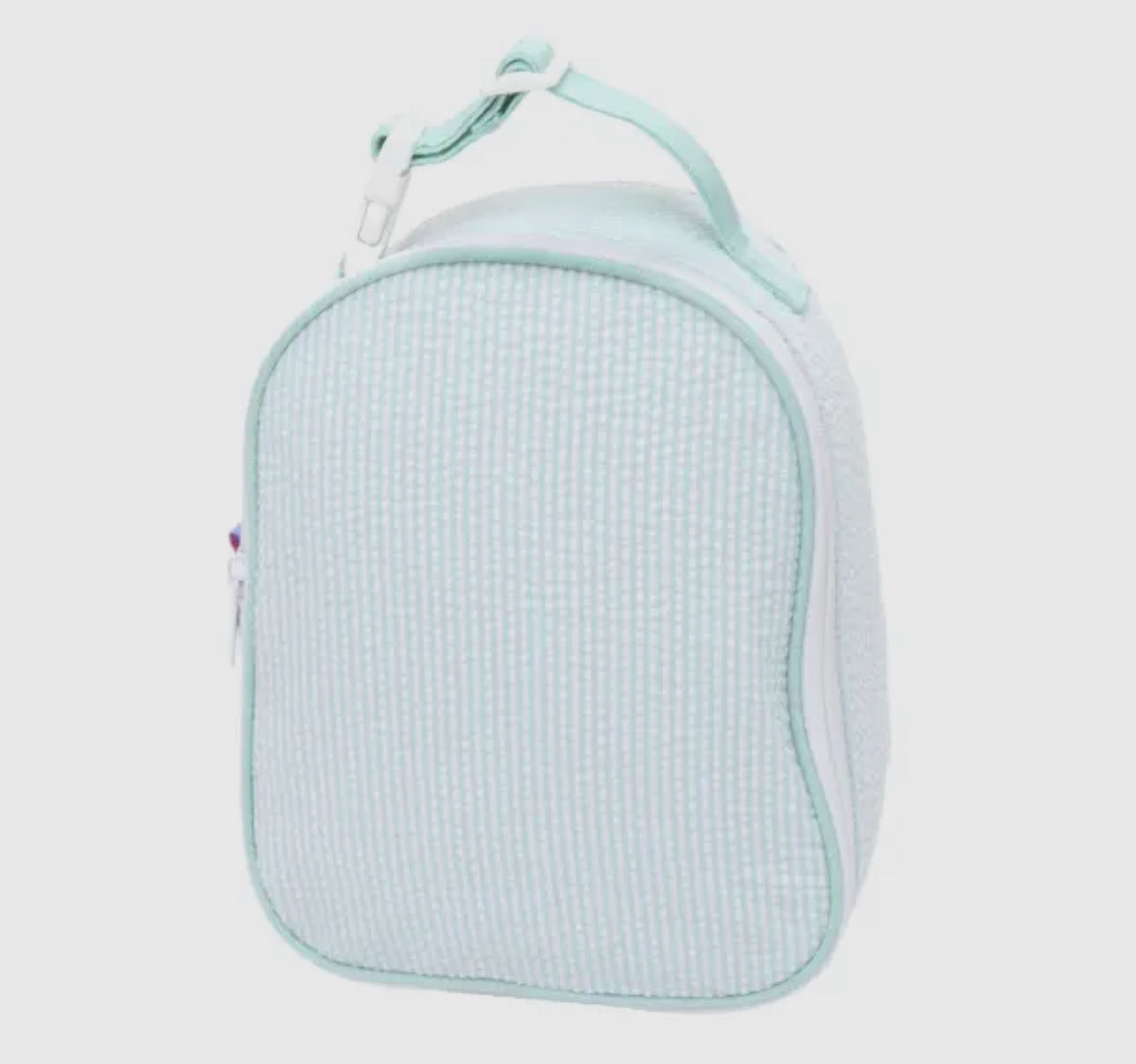 Mint seersucker lunch bag- includes name/monogram