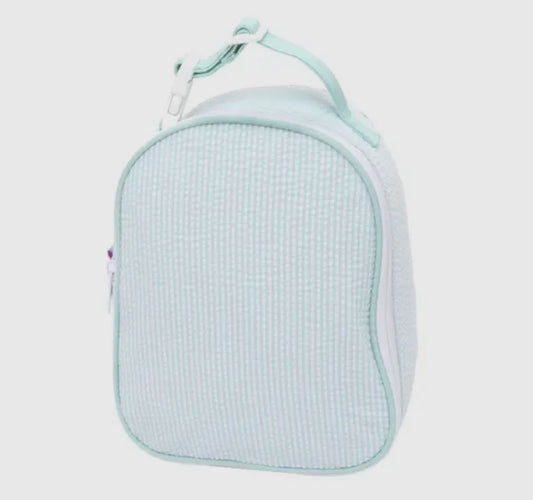 Mint seersucker lunch bag- includes name/monogram