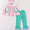 Pink Santa reindeer tree girls set