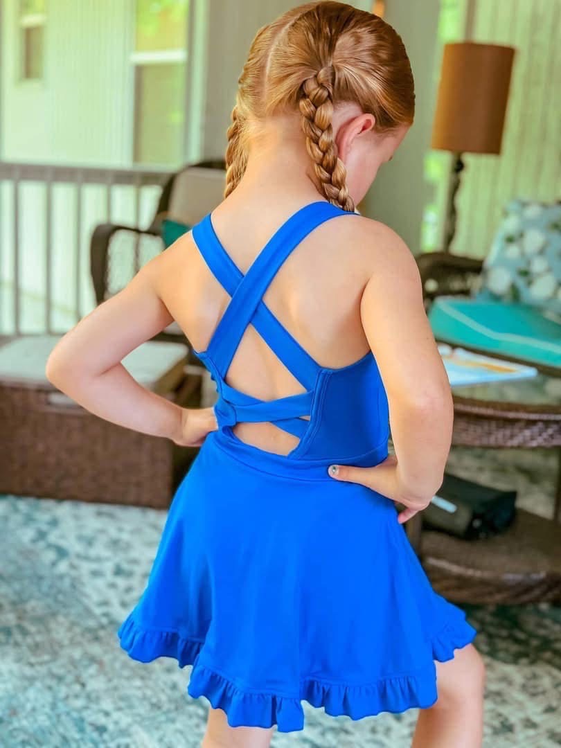Skort ruffle dress royal blue