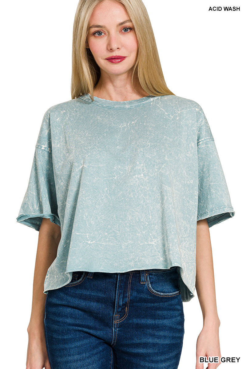 Acid crinkle wash tee - blue grey