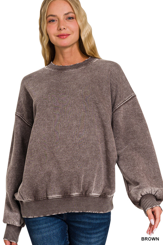 Acid wash pullover- brown