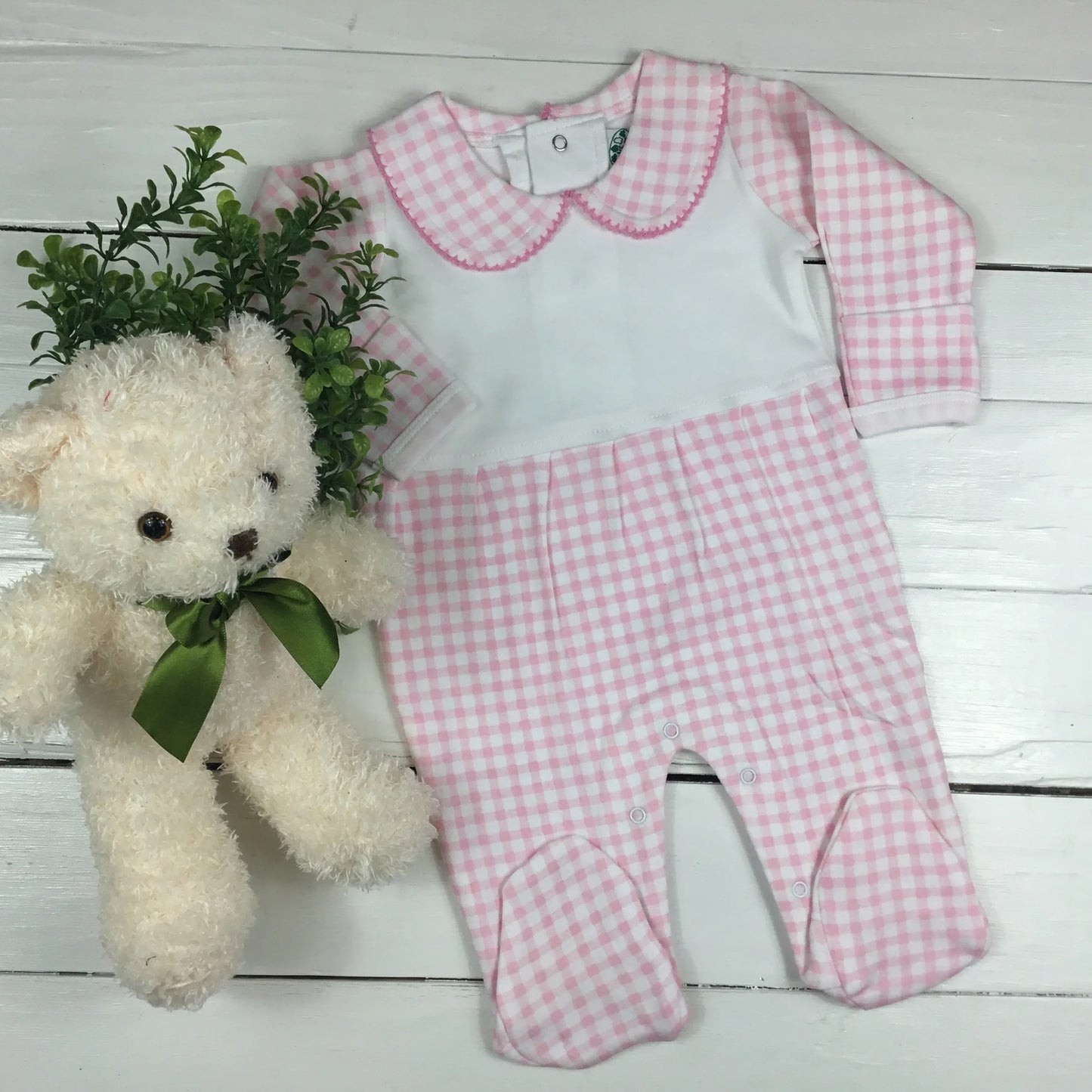Footie with bib detail - embroider me