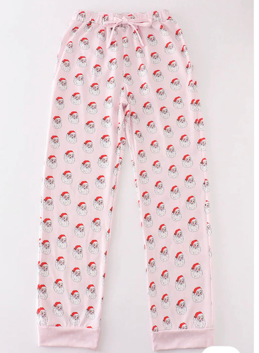 Pink Santa adult pajama pants