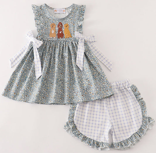 Floral puppy girls set