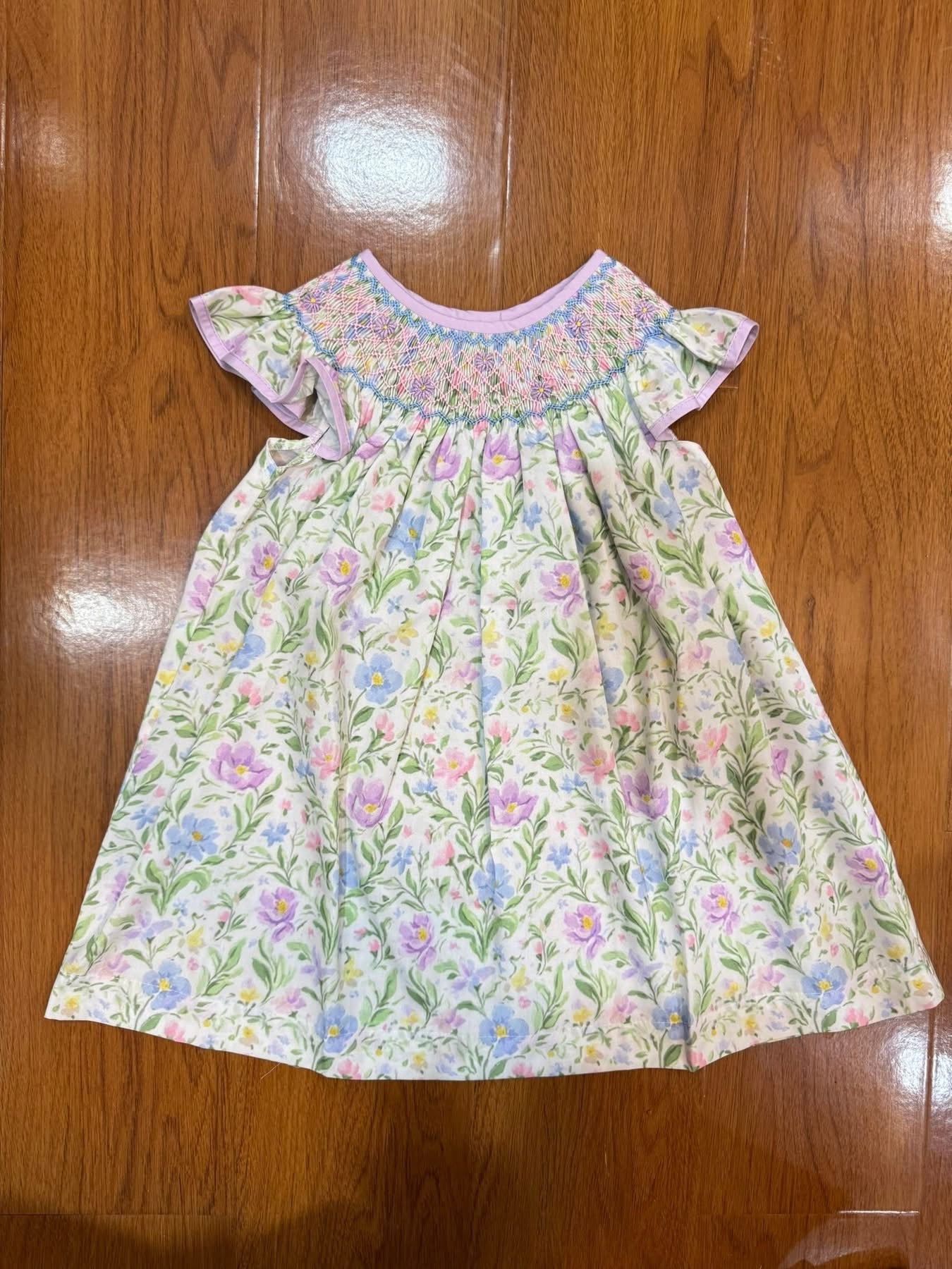 Floral smocked sibling