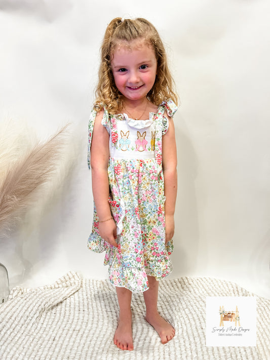 Easter floral print bunny dress