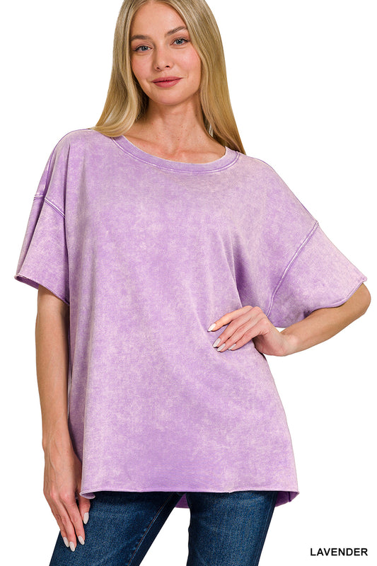 Acid wash French terry tee - lavender