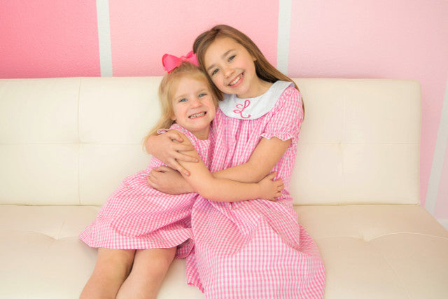 Pink & White Striped Gingham Dress