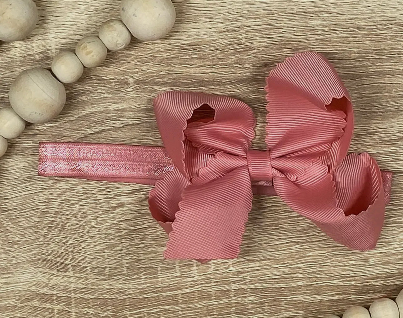 Scalloped headband bow 4.5in