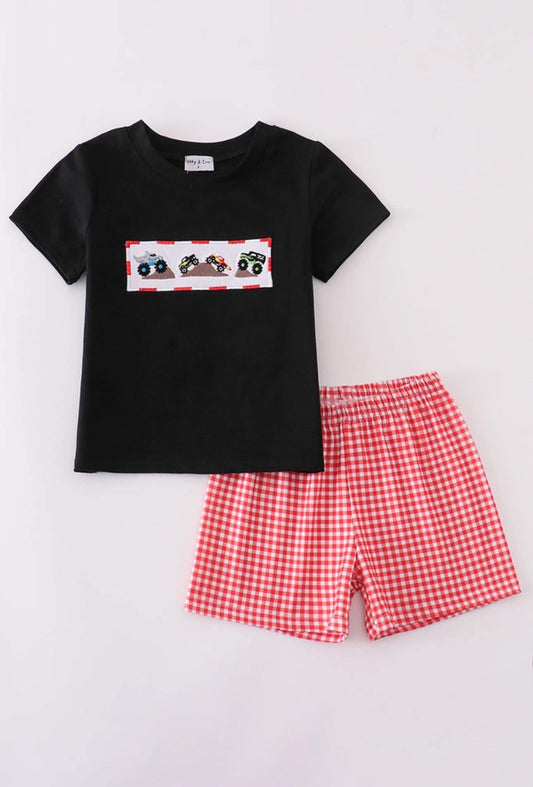 Black Monster truck short set